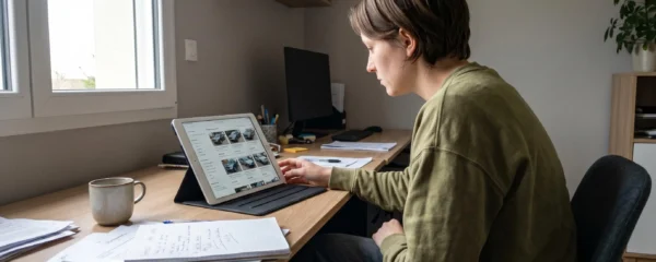 Une personne consulte des annonces de voitures d